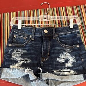 American Eagle Outfitters Navy Distressed Jean Shorts